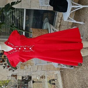 Anni Coco Vintage Red Ruffled Sweetheart Retro Women's Dress XL
